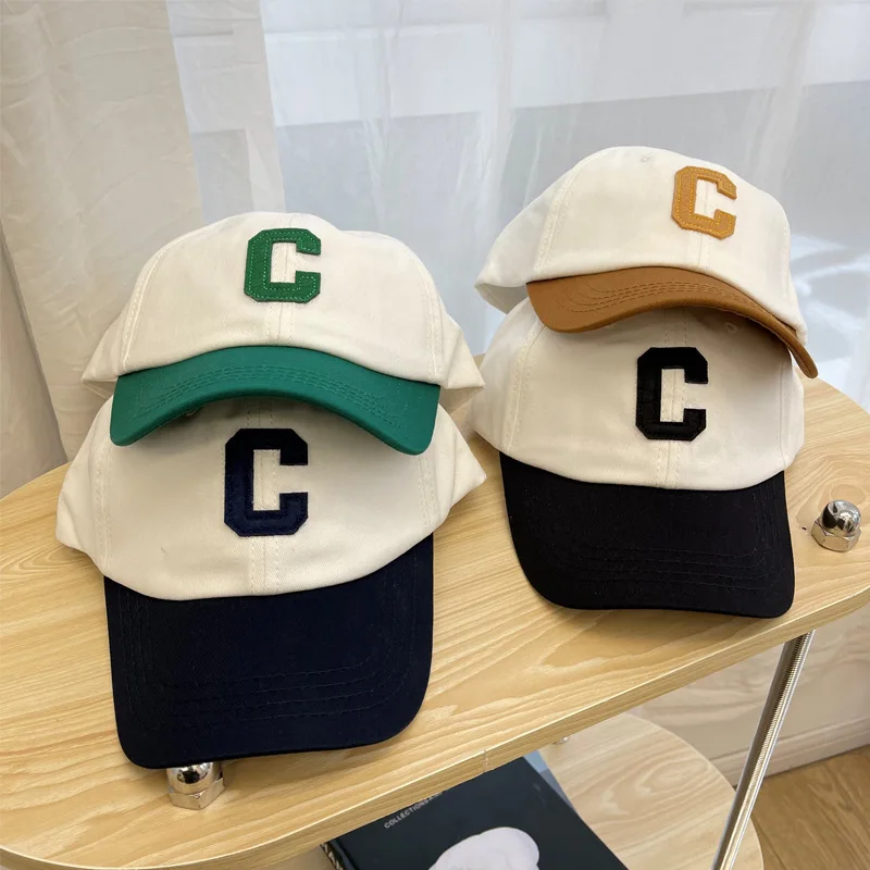 Japanese Letter C Men's&Women's Baseball Cap Spring&Summer Outdoor Sunscreen Adjustable Peaked Cap Cotton Double Color Sun Hat