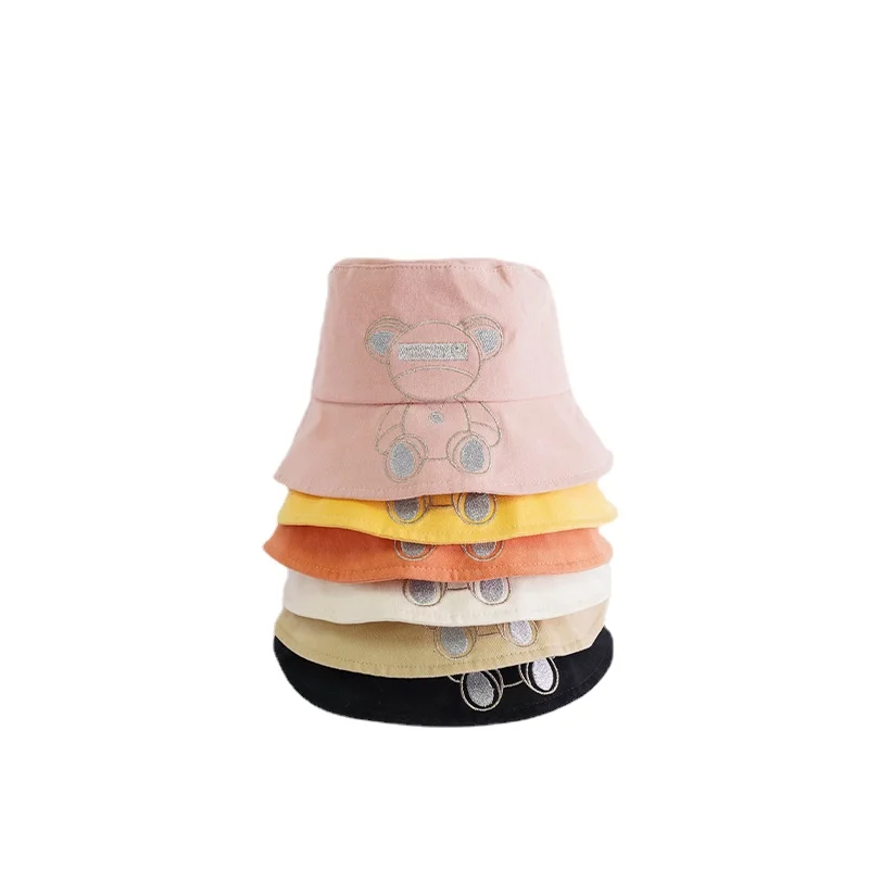 

Hat Female Spring and Summer Cute Cartoon Bear Bucket Hat Net Red Face Small Bucket Cap Leisure Travel Sun Hat