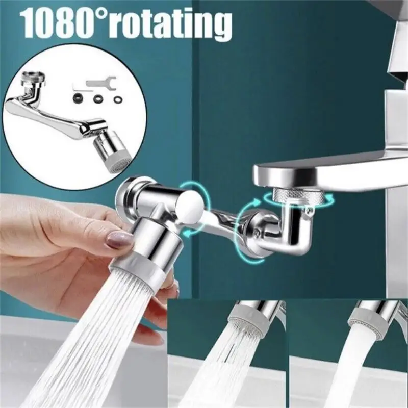 

New Universal 1080° Rotation Extender Faucet Aerator Plastic Splash Filter Kitchen Washbasin Faucets Bubbler Nozzle Robotic Arm