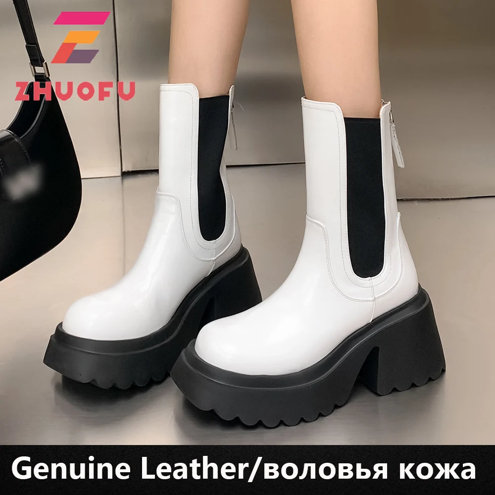

Женские ботильоны на толстом каблуке, из лакированной кожи, на молнии сзади