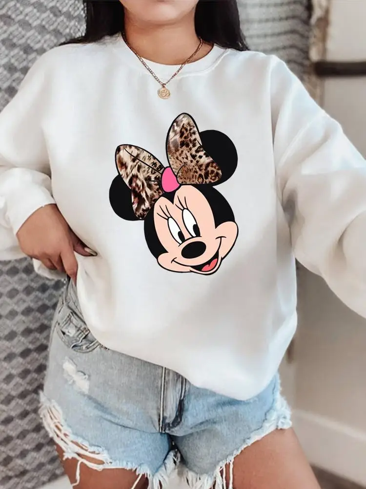 

Leopard Bow Trend Women Holiday Mouse Ear Clothes Pullovers Print Lady Fashion Clothing Ladies Female Graphic Sweatshirts