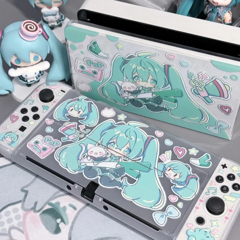 Фото Защитный чехол для Nintendo Switch OLED с изображением Хатсуне Мику, аниме-персонаж, мультяшная красавица, игровой аксессуар №4
