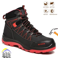 high top work safety shoes for men steel toe cap indestructible working quality boots anti smash anti puncture outdoor sneakers