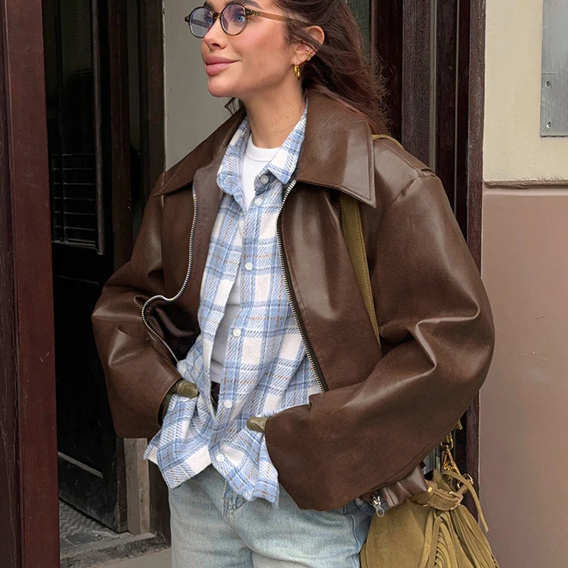 Уличные бордовые куртки из искусственной кожи женские американские винтажные