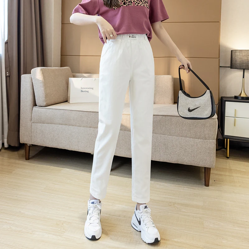 Женские хлопковые брюки до щиколотки, универсальные повседневные свободные шаровары с поясом на резинке, модель V798 на весну и осень, 2022