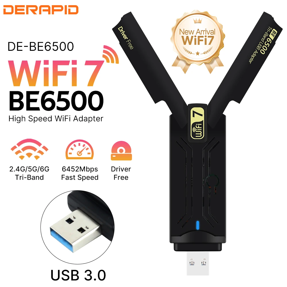 USB 3 0 Wi-Fi 7 BE6500 беспроводной адаптер 2 4G &amp 5G 6G трехдиапазонный один приемник 802.11BE