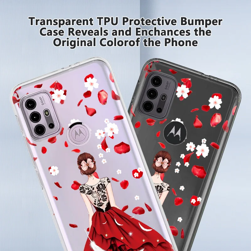fashion back view girl phone case for motorola moto g30 g9 play e7 plus g20 g50 g60 g40 fusion e7 e20 e40 silicone cover coque free global shipping