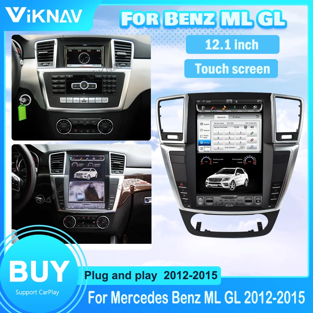 

Автомобильный радиоприемник 12 дюймов 128 ГБ для Mercedes Benz ML GL 2012-2015 GPS-навигация автомобильный стереоприемник DVD мультимедийный плеер