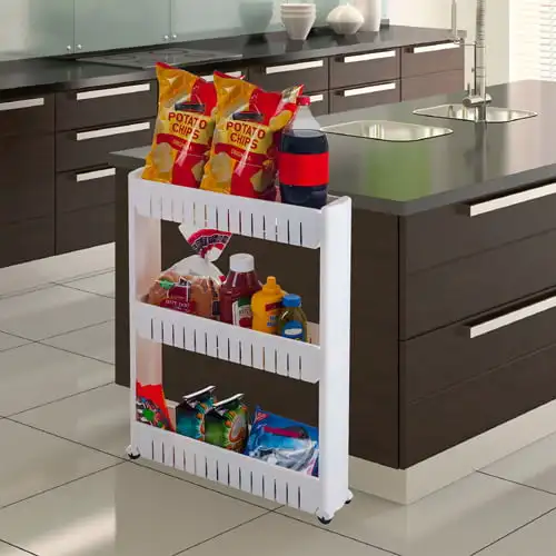 

Slim Slide Out Pantry on Rollers, 5" Wide