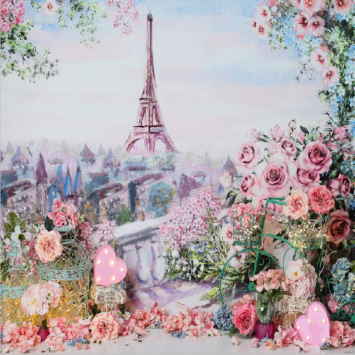 

8x8F Personalized Pastel Color Paris City Skyline Eiffel Tower Custom Photo Backdrop Background Seamless Vinyl 240cm x 240cm