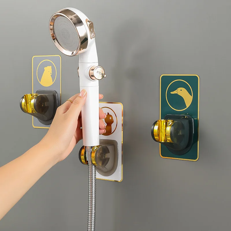 

Bathroom Cartoon Hole Free Shower Support Universal Adjustment Wall Mounted Shower Bracket Holder Fixed Base Bathroom Accessorie