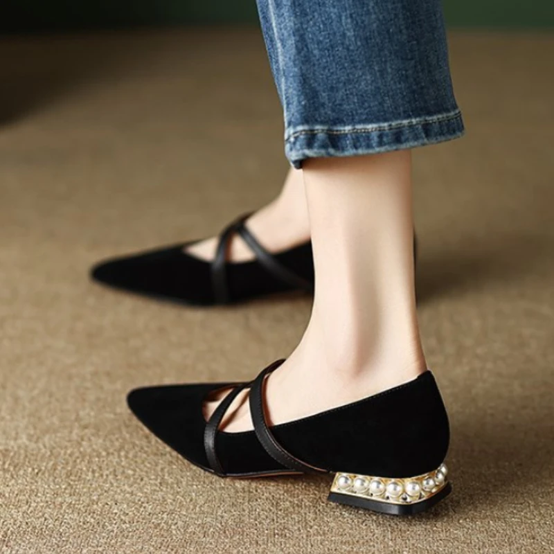 

New Women Pumps Low Heel Slip on Shoes for Girls Elegant Ballet Flats Office Ladies Leather Loafer Moccasins 35-40