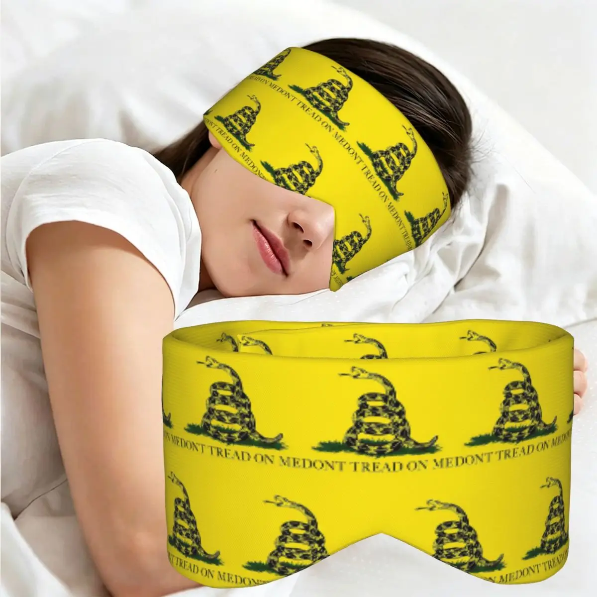 Фото Маска для сна Gadsden Don't Tread On Me Flag, светонепроницаемая, портативная, для девочек и мальчиков, для дома, сна, вечеринок, повязка на глаза. №1