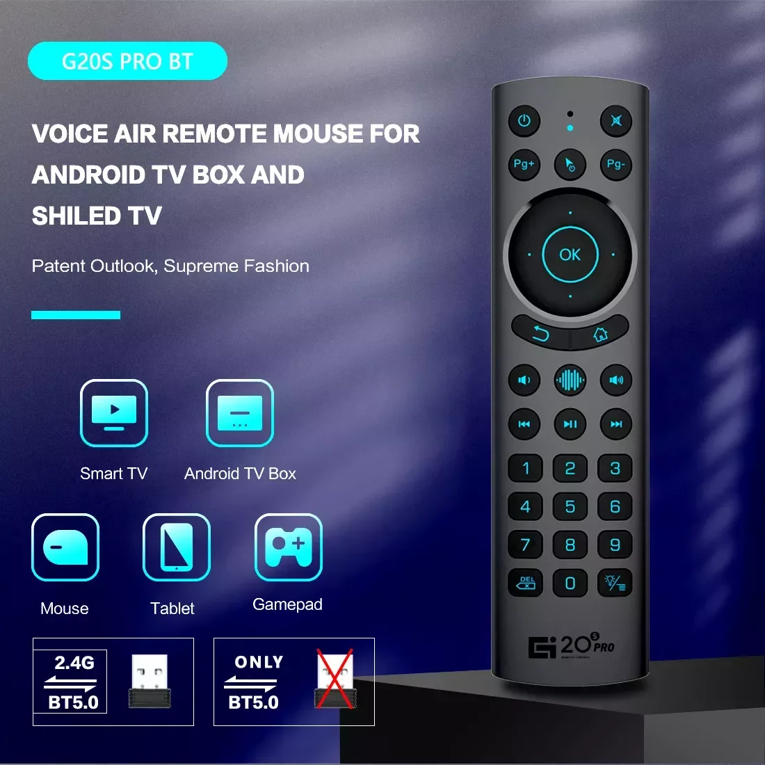 

NEW G20BTS Plus G20S Pro 2.4G Wireless BT5.0 Air Mouse Backlight Voice Gyroscope IR Learning Remote Control for Android BOX