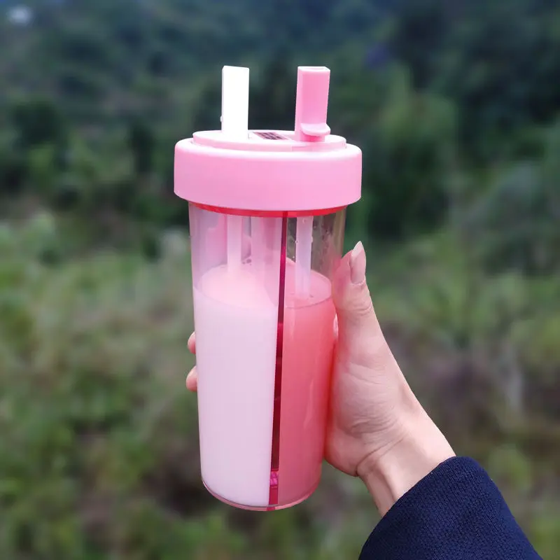 Чашка двойного использования детская чашка для воды с двойной соломинкой