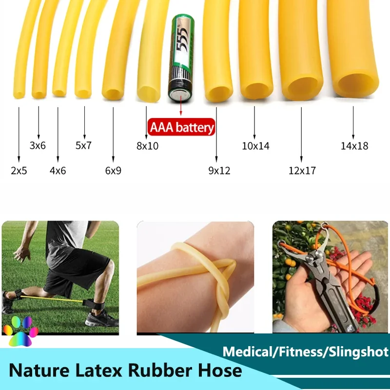1~10m Yellow Nature Latex Rubber Hoses ID 1.6~18mm High Resilient Surgical Medical Tube Slingshot Catapult Elastic Tension Belt