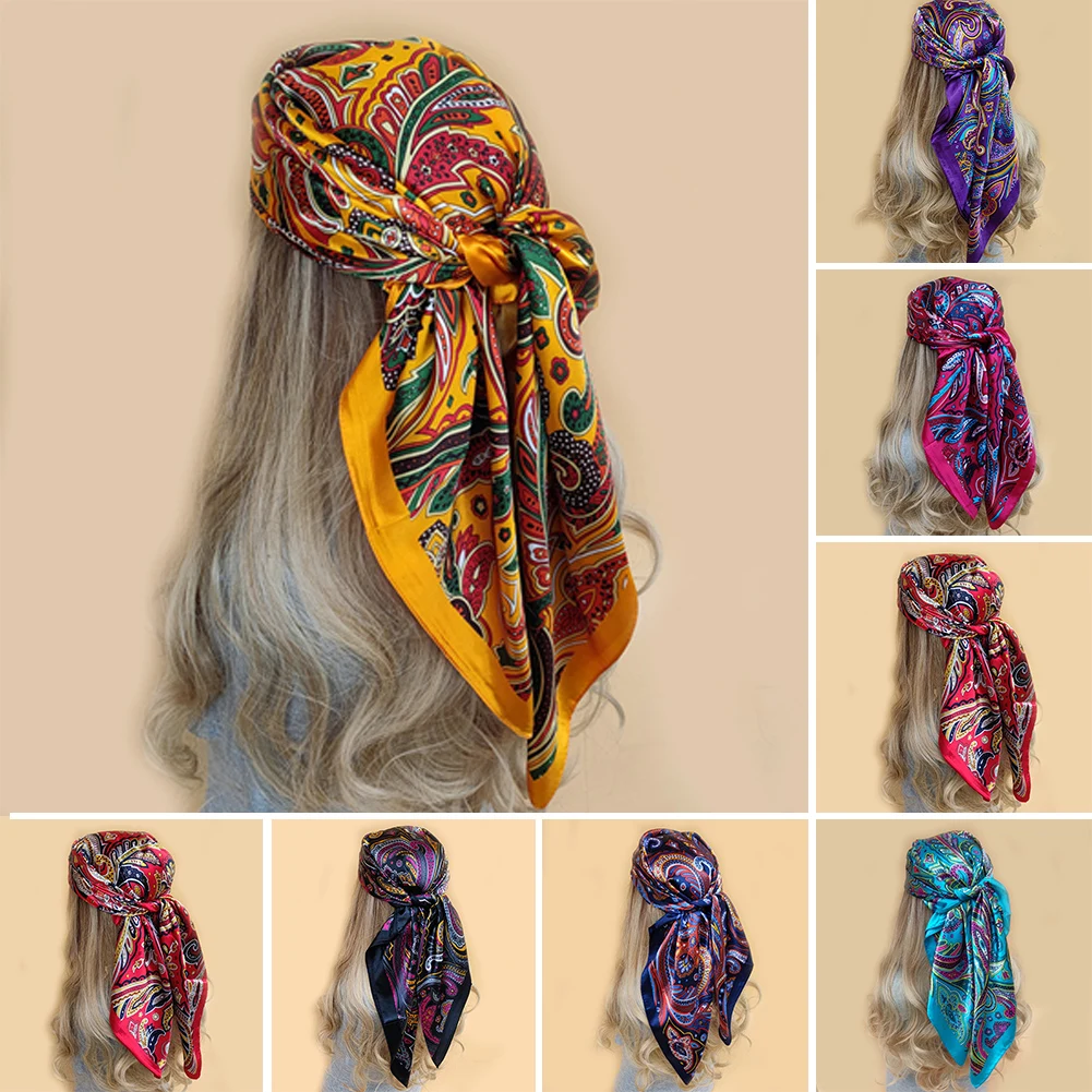 

Silk Scarf Women Print Hair Neck Square Office Ladies Shawl Bandanna Muslim Hijab Handkerchief Muffler Foulard Female