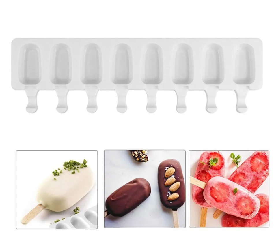 

8 Even /4 Even Ice Cream Molds Summer Popsicle Silicone Mold Ice Cube Maker Ice Dessert Mold Baking Tools