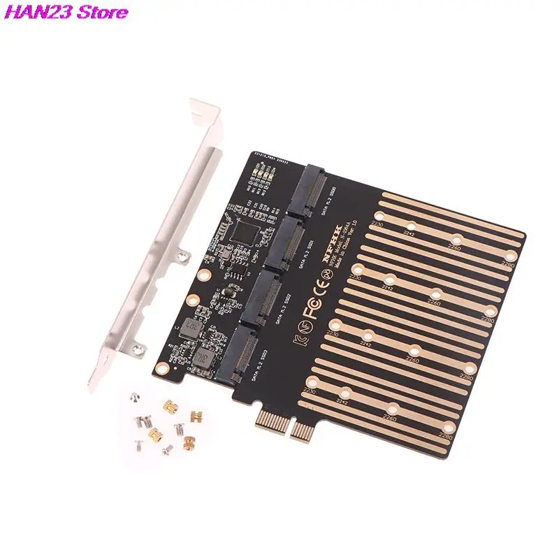 

1PC PCIE To M2 Adapter PCI Express X1 3.0 4 Ports B Key M.2 NGFF SATA SSD Adapter PCI-E M.2 Adapter Expansion Card Riser
