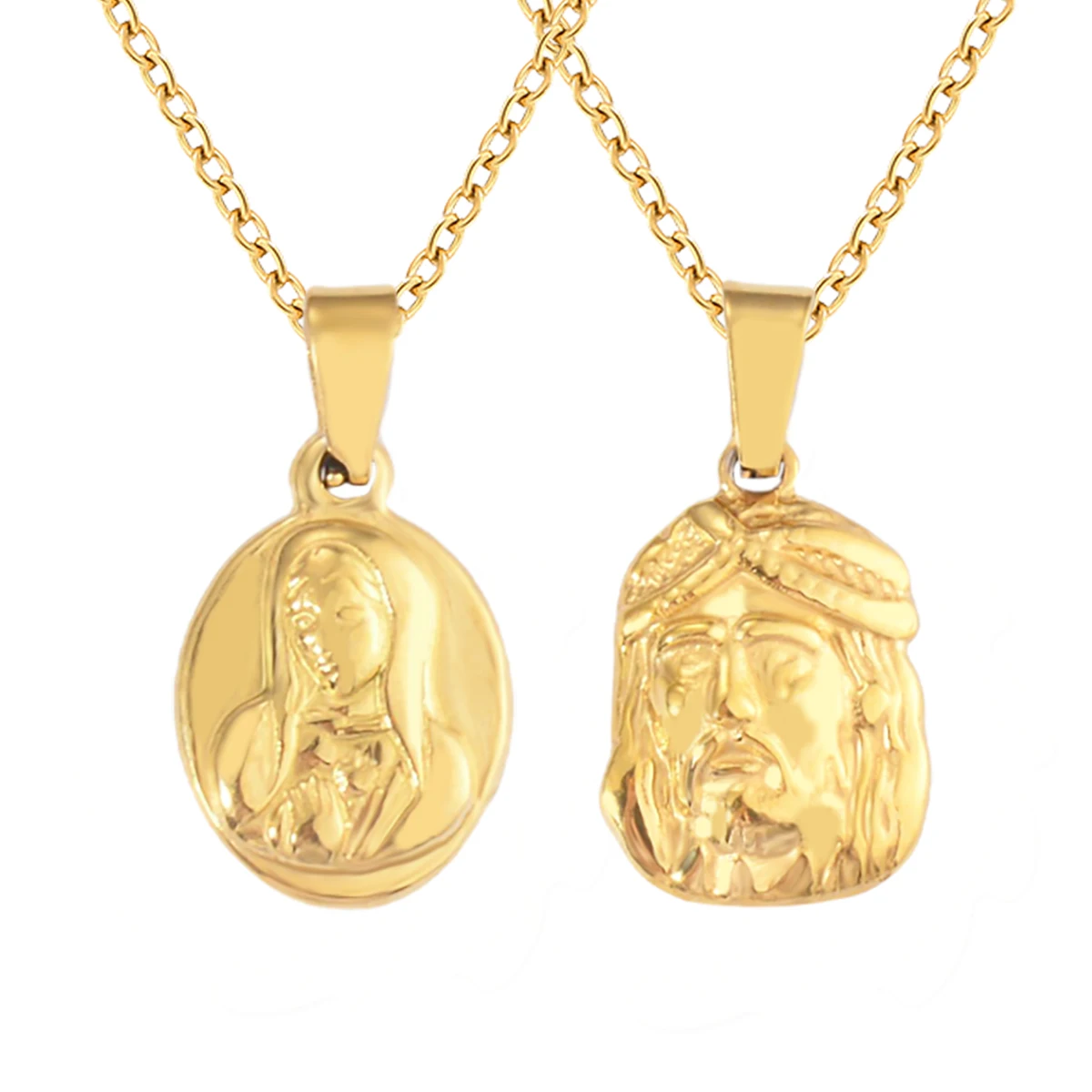 

Virgin Mary Necklace Stainless Steel Gold Color Religion Choker Chain Women Men Jewelry Gift