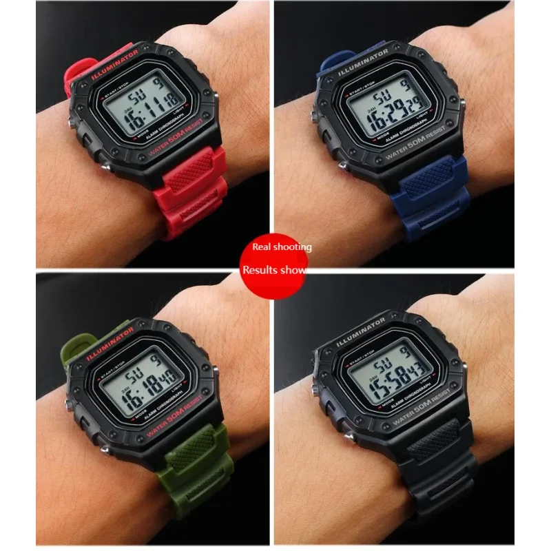 Фото Ремешок из силиконовой смолы 18 мм для Casio DW-291H/290 W-218H/219H AQ-S810W AEQ-110W AE1200/1300, спортивный водонепроницаемый ремешок для часов, браслет №4