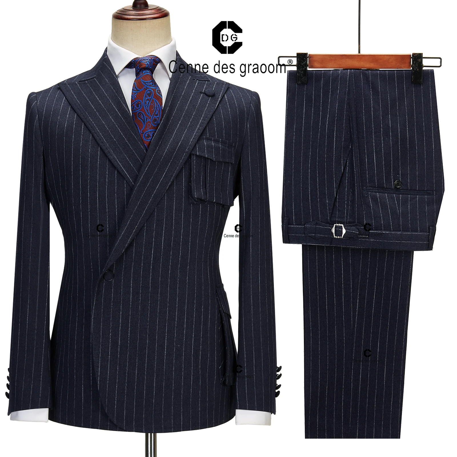 Right Side Button Jacket Pants 2 Pcs Slim Fit Groomsman Wedding Dress Party