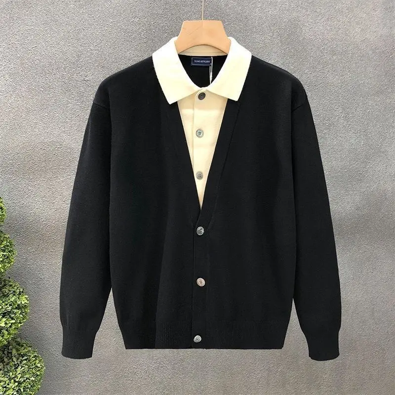 Деловой повседневный свитер мужской 2024 осень-зима новый модный однотонный