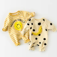 toddler baby bodysuit for girl boy polka dot stripe smiley letter print jumpsuit autumn winter thicken warm cute kids clothes