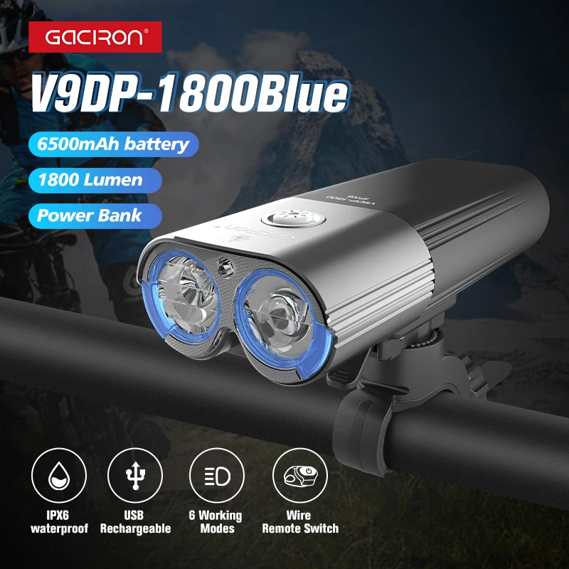 

Gaciron V9DP 1800lm bicycle headlights IPX6 Waterproof bike accessories USB Rechargeable Power Bank 6700mAh road cycling lights