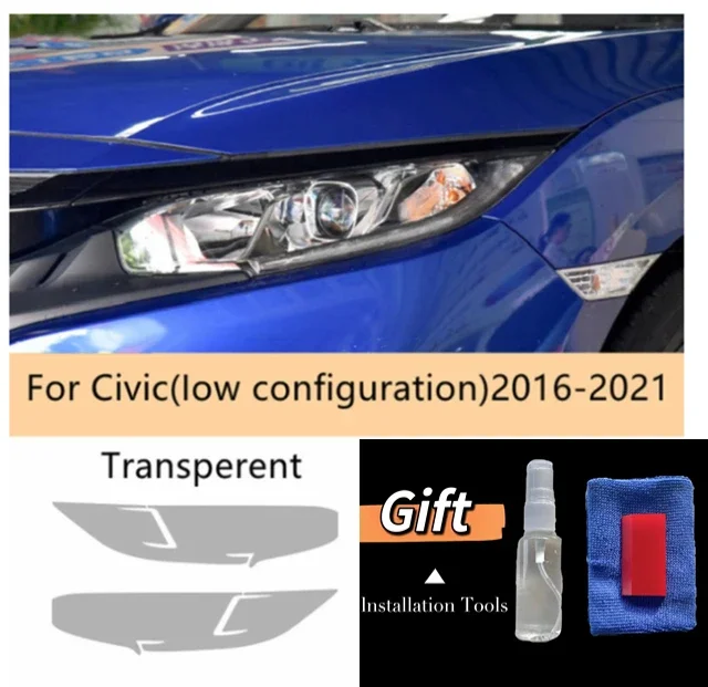 

Защитный оттенок для автомобильной фары, пленка против царапин, дымчато-черная прозрачная наклейка из ТПУ для Honda Civic 10, 2016-2021, аксессуары