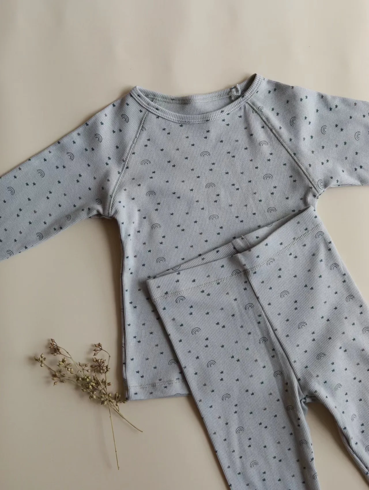 Kids Pajamas Children Sleepwear Long Sleeve Casual Solid Long Johhs Set Baby Boys Girls Clothes Cotton Nightwear Kids Clothing