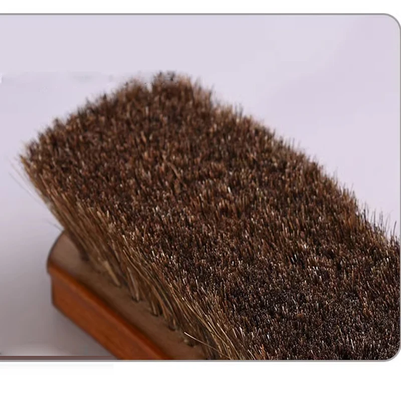 1Pc Horsehair Shoe Brush Shine Brushes Scraping Tool with Horse Hair Bristles for Boots Shoes & Other Leather Care Brush