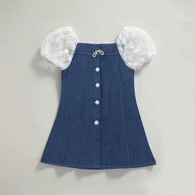 NIGO Children's Summer Denim Short Sleeve Casual Dress #nigo36294