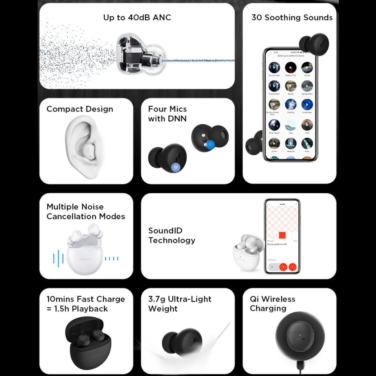 للبيع 1 المزيد من سماعات الأذن اللاسلكية النشطة لإلغاء الضوضاء