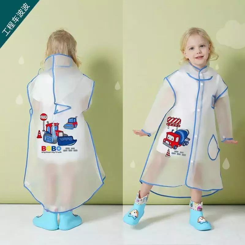 

raincoat waterproof girl boy EVA waterproof baby transparent raincoat children with schoolbag poncho