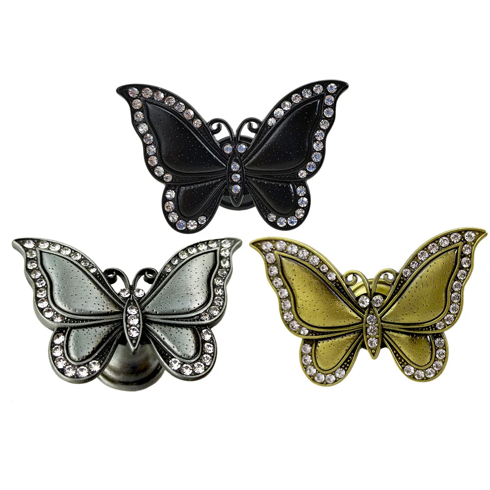

Antique Butterfly Handle Creative Diamond Zinc Alloy Single Hole Bedside Table Wardrobe Door Pull Household Hardware