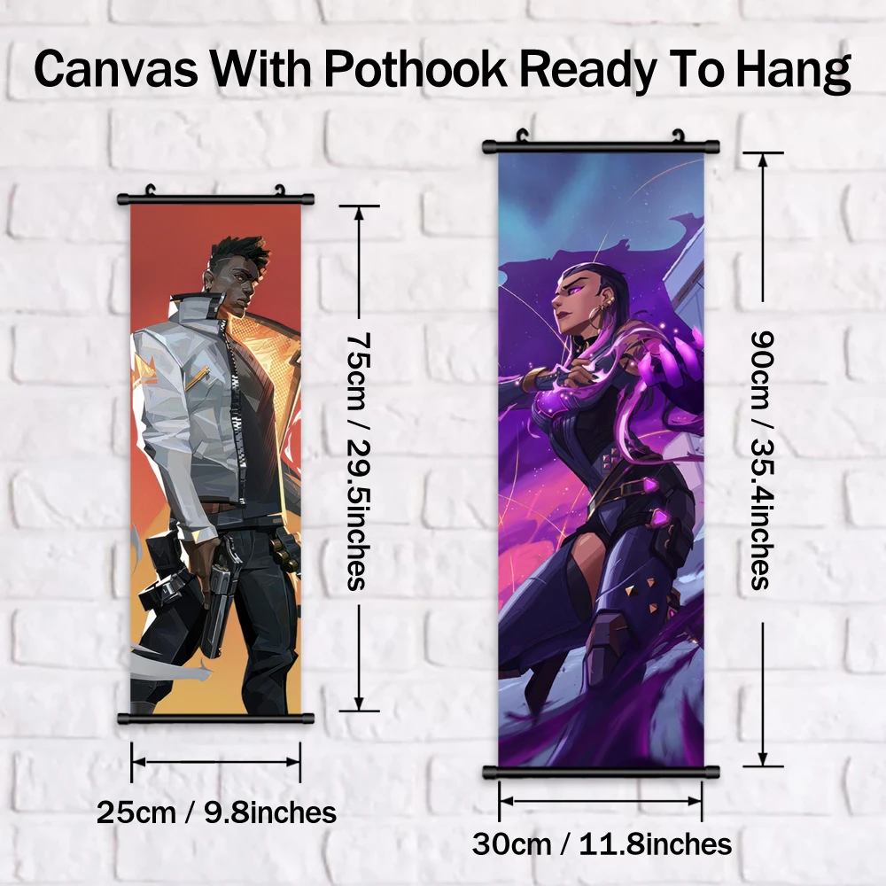 1 шт. аниме игровой постер картина VALORANT подвесные свитки домашний декор