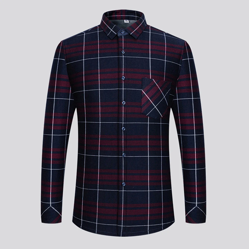 

Fashion Male Winter Long Sleeve Shirt Male Shirt Long Sleeve Shirt Winter Plaid Slight Stretch Long Sleeve Male