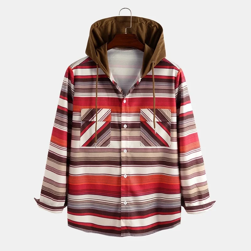 

Shirts for Men 2022 Spring and Autumn New Men's Long-sleeved Shirts Fashion Casual Plus Size Hooded Shirts Men Clothing