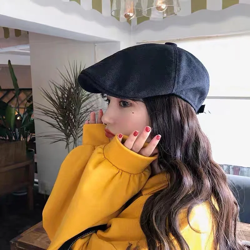 

Designer brand Linen Beret front Kепка Four seasons universal handsome men's and women's newsboy hat band inside detective cap