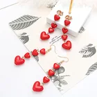 Японские и корейские вишневые Красные Серьги Love женские длинные серьги с кисточками простые персиковые серьги в форме сердца модные Универсальные характерные уши