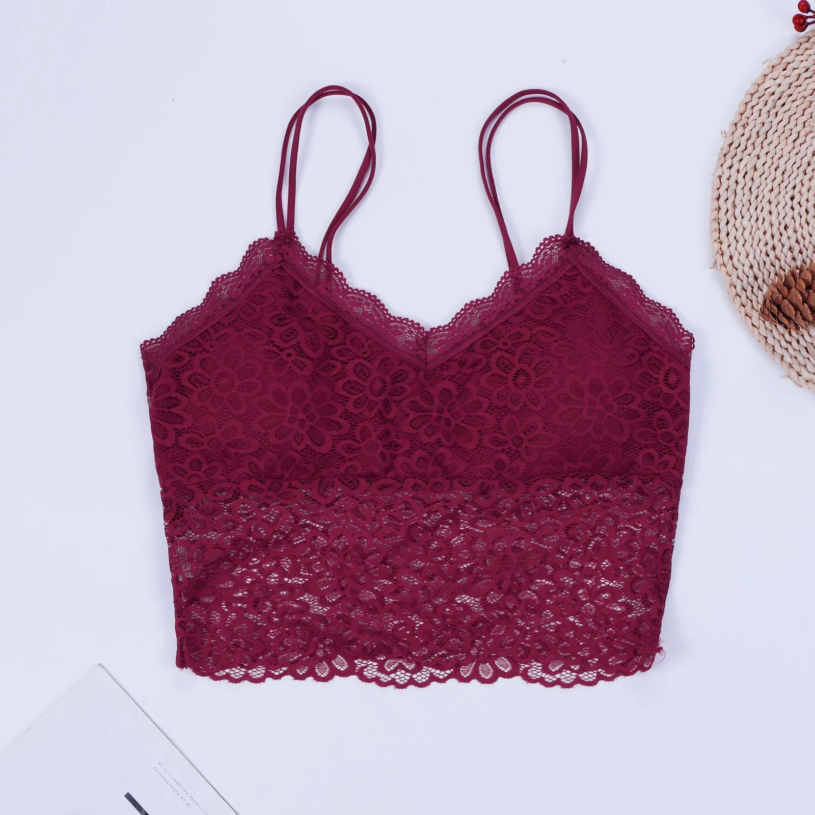 Beige Bra Bralette Women Sexy Lace Underwear Teenagers Summer Bra Camisole Top Lingerie