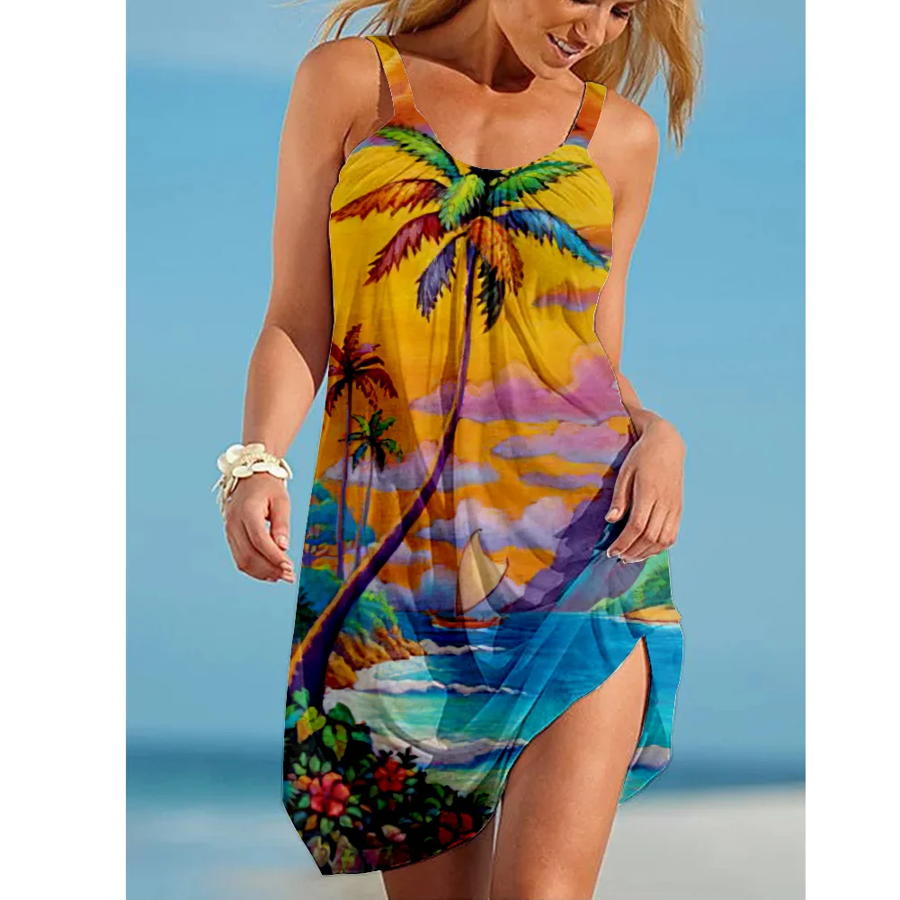 

Summer new sexy dress women's fashion summer suspenders sexy boho beach party sexy sleeveless elegant dress 2022