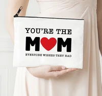 you are the mom make up bags letter fashion purse mama large make up organizer box jewelry organizer canvas zipper pouch