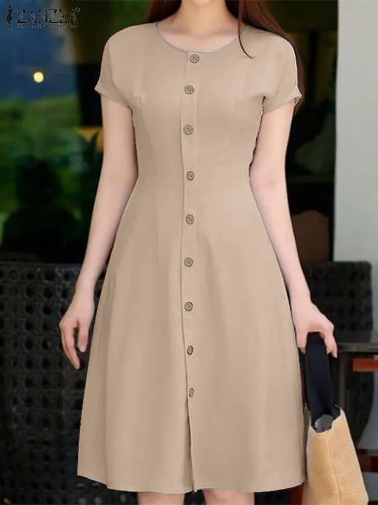 Платье ZANZEA женское с коротким рукавом