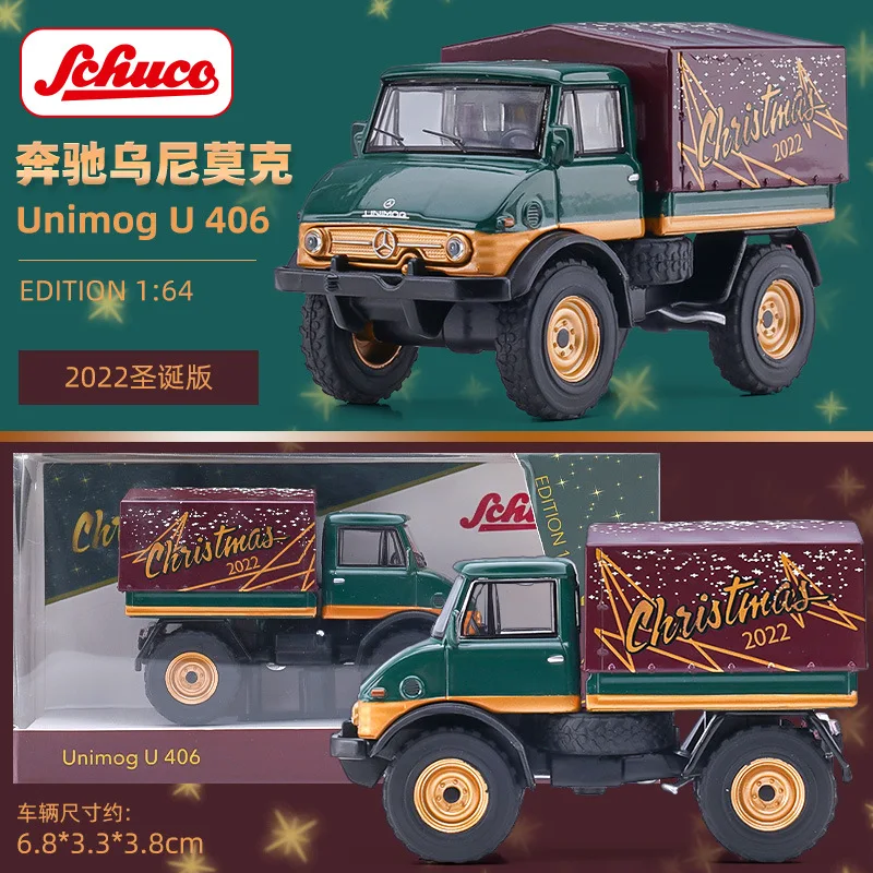 

Schuco 1/64 Unimog U406 Christmas Edition Alloy Car Model Small Scale Car Model Pendulum Diecast