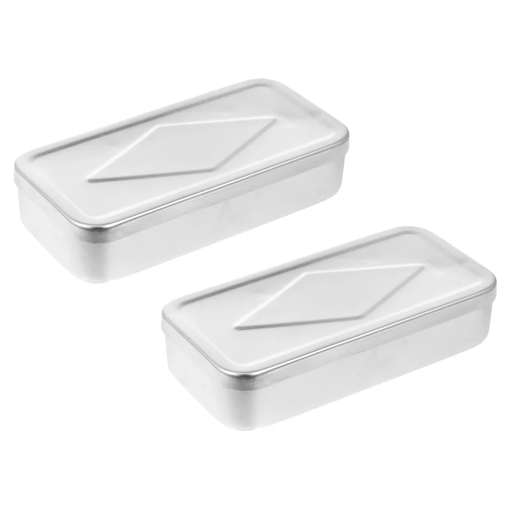

2 PCS Beauty Needle Syringe Boxes Aluminum Case Tray Durable Container Sponge Aluminium Storage