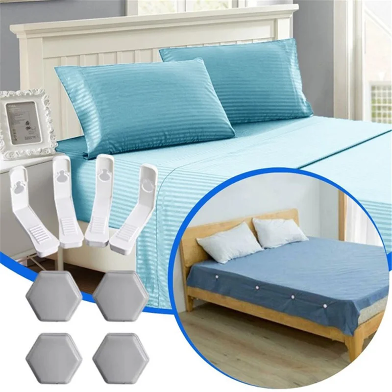 

4Pcs/Set Invisible Quilt Sheet Fixer Clip Pinless Quilt Cover Fixing Non-slip Clip Household Quilt Cover Corner Fixing Buckle