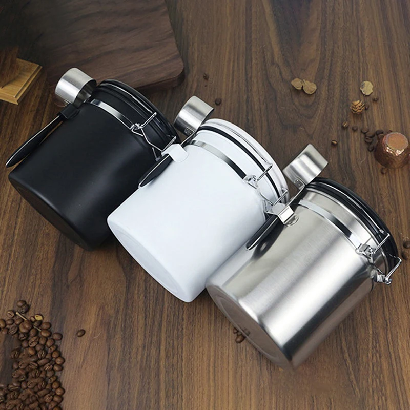 

Coffee Canister Airtight Stainless Steel Kitchen Food Storage Container with Date Tracker Scoop for Beans Grounds Tea 1.5L 1.8L