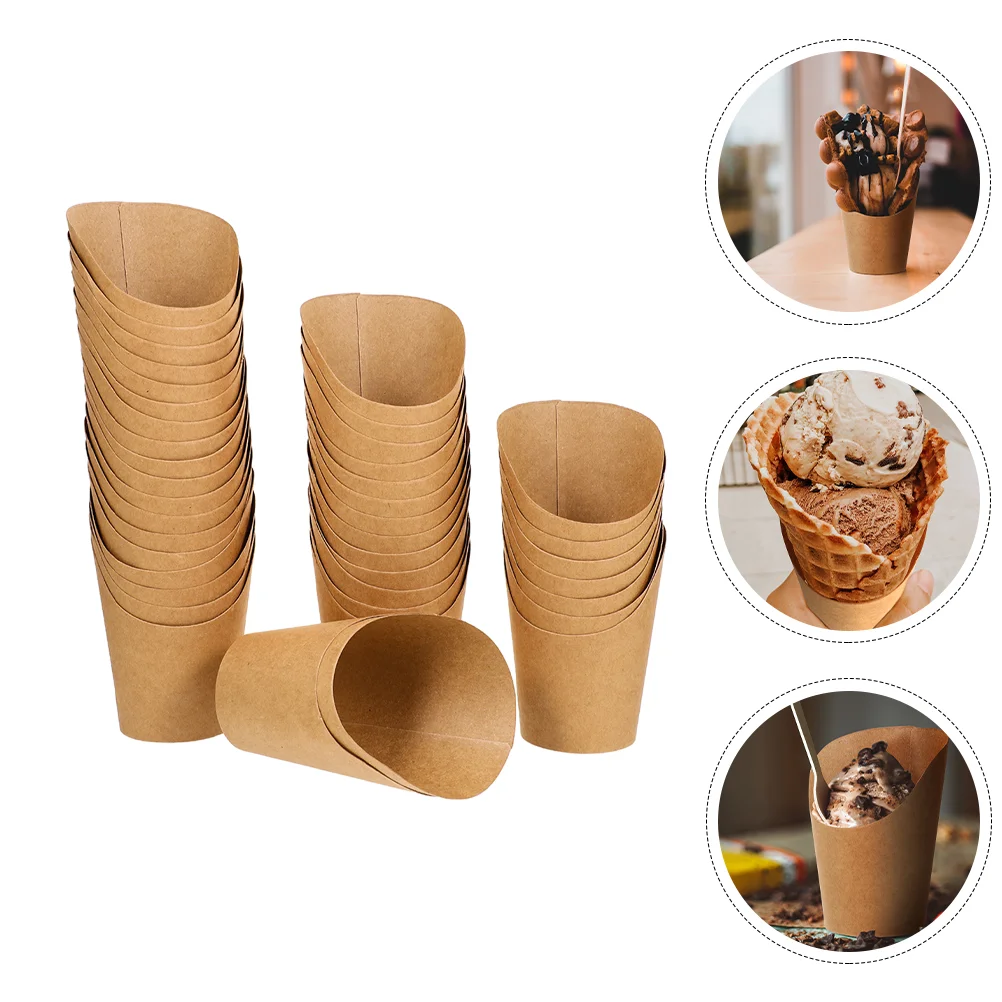 

Paper Cups French Popcorn Holder Cones Kraftdisposable Fry Cup Fries Charcuterie Dessert Ice Cream Out Take Containers Holders